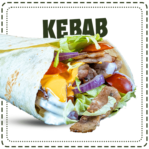 Le wrap kebab contenant Tortilla, sauce au choix, escalope de poulet, iceberg, tomates, oignons rouges, emmental râpé, onions crispy de chez plan pizza