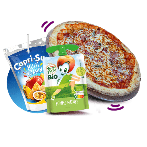 Le menu Bambino avec Pizza jambon fromage + Capri-Sun ou eau minérale + compote de pomme de chez plan pizza